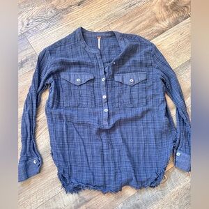 Free people Blue Plaid Shirt
